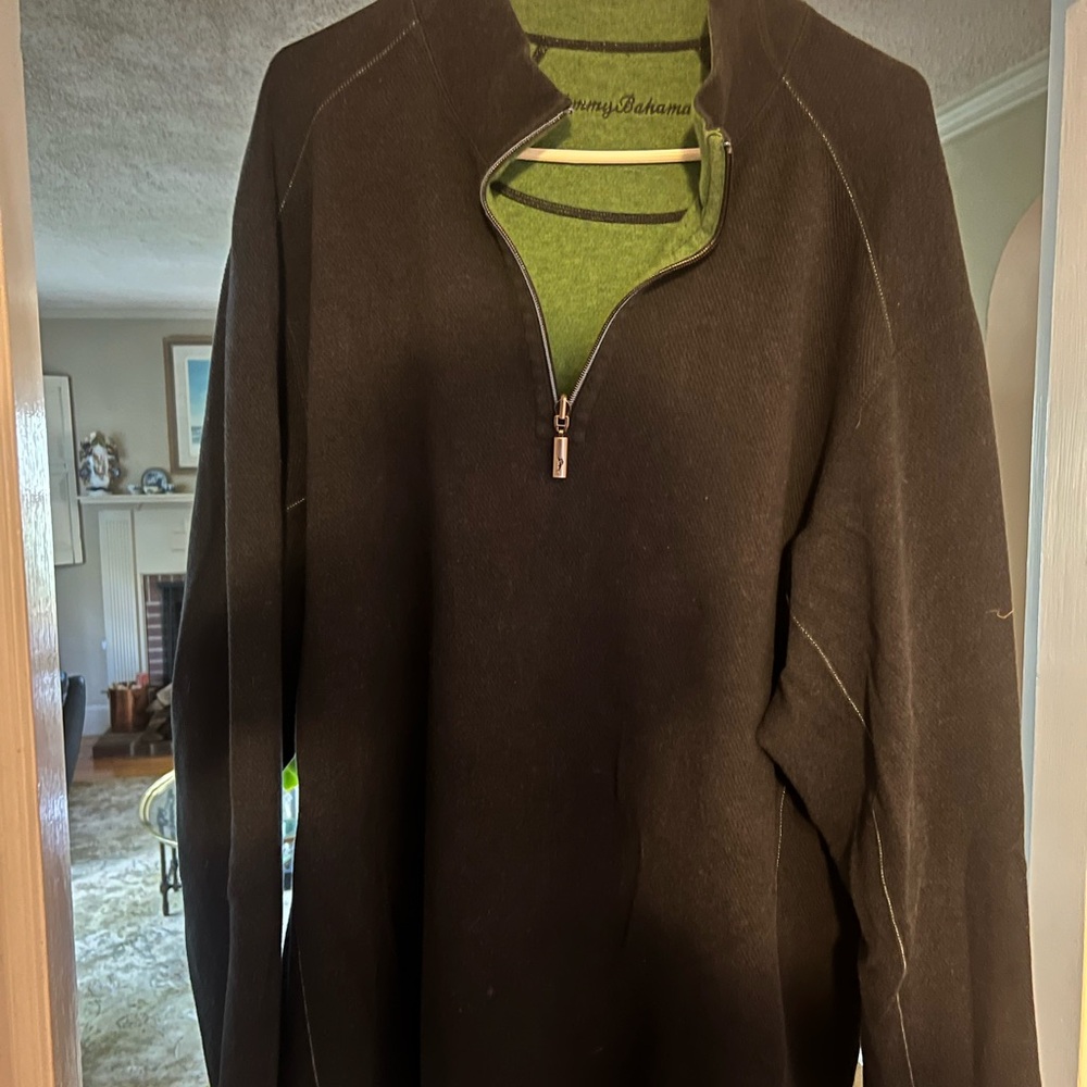 Tommy Bahama Black Zip-Up Sweater for Men